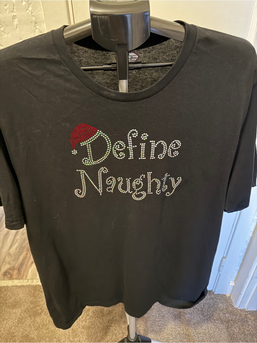 Etsy -Define Naughty spangle  Holiday Top - Black